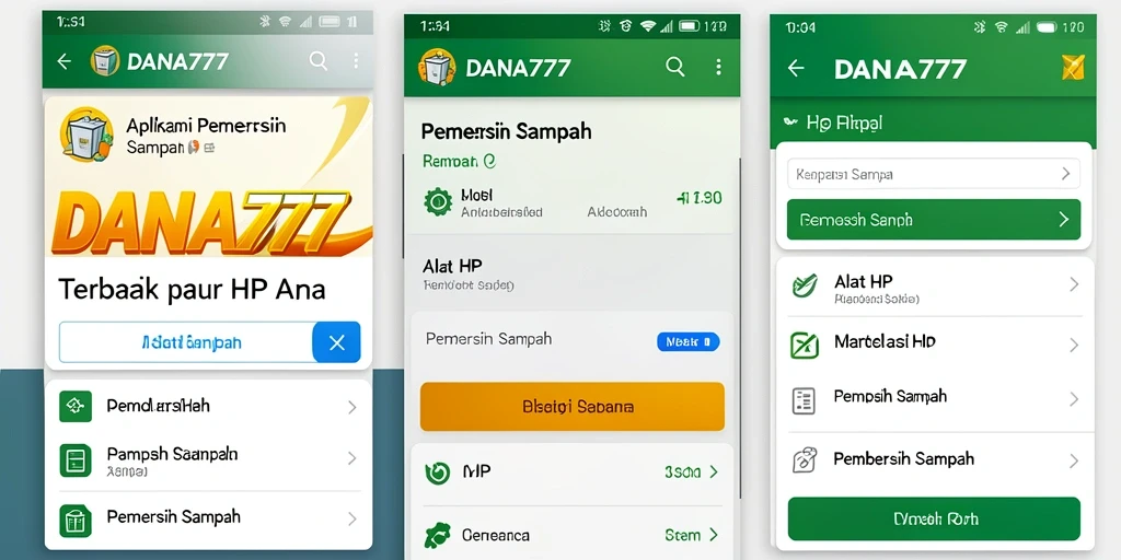 Tampilan antarmuka DANA777 saat melakukan pembersihan sampah.