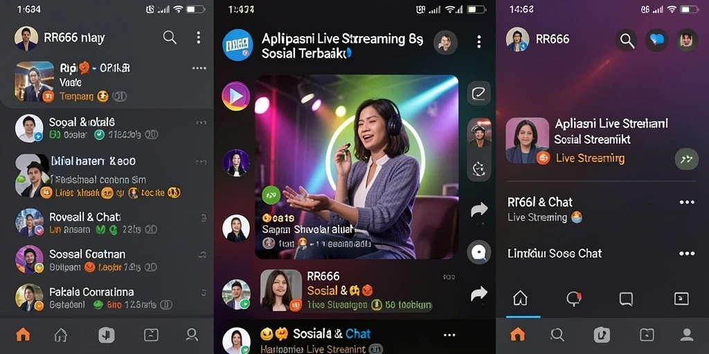 Tampilan antarmuka intuitif dan menarik dari RR666 untuk Live Streaming.