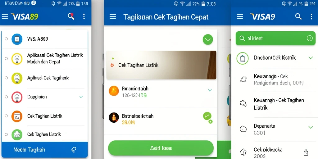 Antarmuka pengguna aplikasi Cek Tagihan Listrik VISA89.